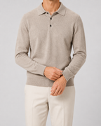 Men’s Wool Polo Sweater – Long Sleeve Knit Polo