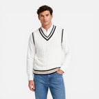 Felorro | Men’s Wool Sweater Vest V Neck Cable Knit Business Casual