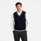 Felorro | Men’s Wool Sweater Vest V Neck Cable Knit Business Casual