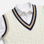 Felorro | Men’s Wool Sweater Vest V Neck Cable Knit Business Casual