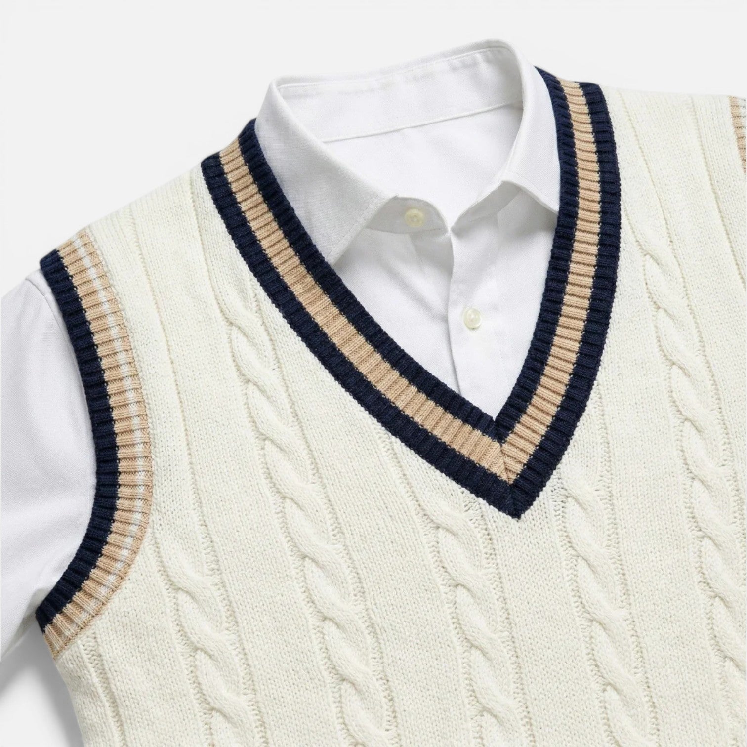 Felorro | Men’s Wool Sweater Vest V Neck Cable Knit Business Casual