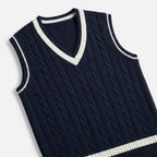 Felorro | Men’s Wool Sweater Vest V Neck Cable Knit Business Casual