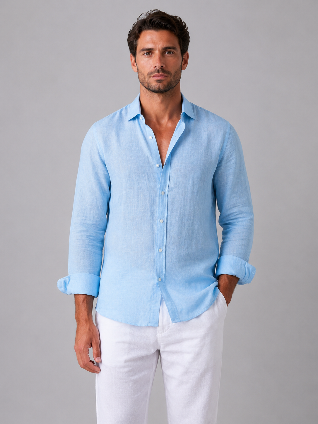 Men’s Long Sleeve Casual Button-Up Shirt