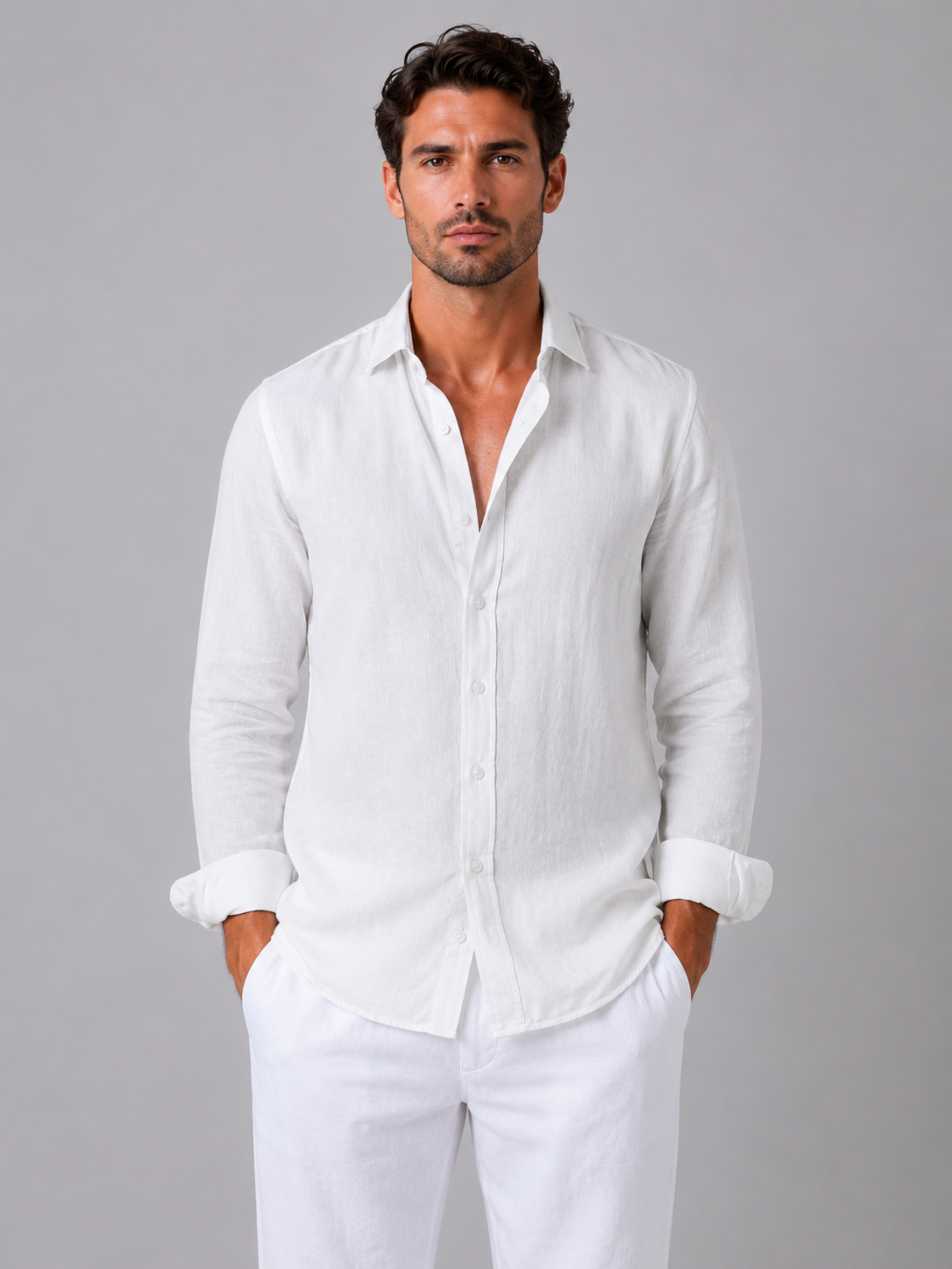 Men’s Long Sleeve Casual Button-Up Shirt