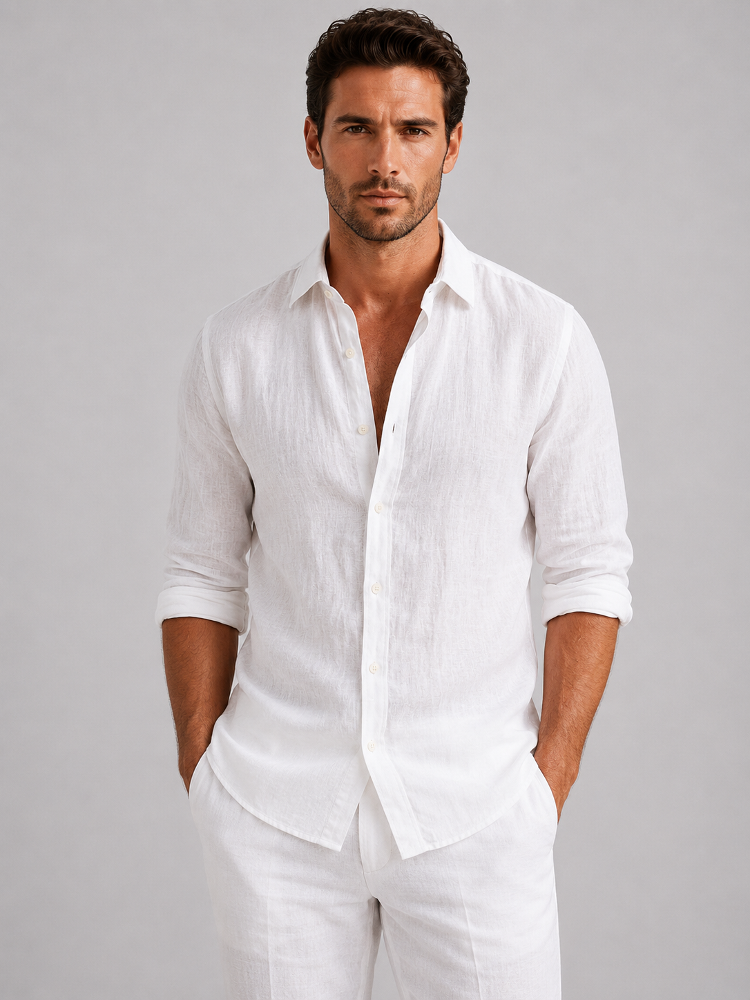 Men's Long Sleeve Casual Shirt Lightweight Summer Fit