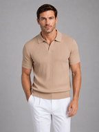 Men's Ribbed Polo Shirt Short Sleeve Polo
