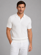 Men's Ribbed Polo Shirt Short Sleeve Polo