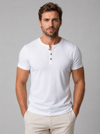 Men's Short Sleeve Henley T-Shirt Casual Fit