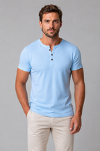 Men's Short Sleeve Henley T-Shirt Casual Fit