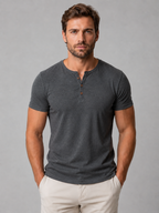 Men's Short Sleeve Henley T-Shirt Casual Fit