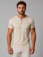 Men's Short Sleeve Henley T-Shirt Casual Fit