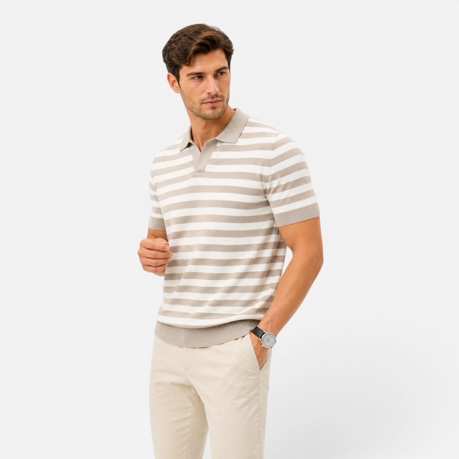 Felorro | Men’s Striped Slim Fit Polo Shirt Soft Summer Wear