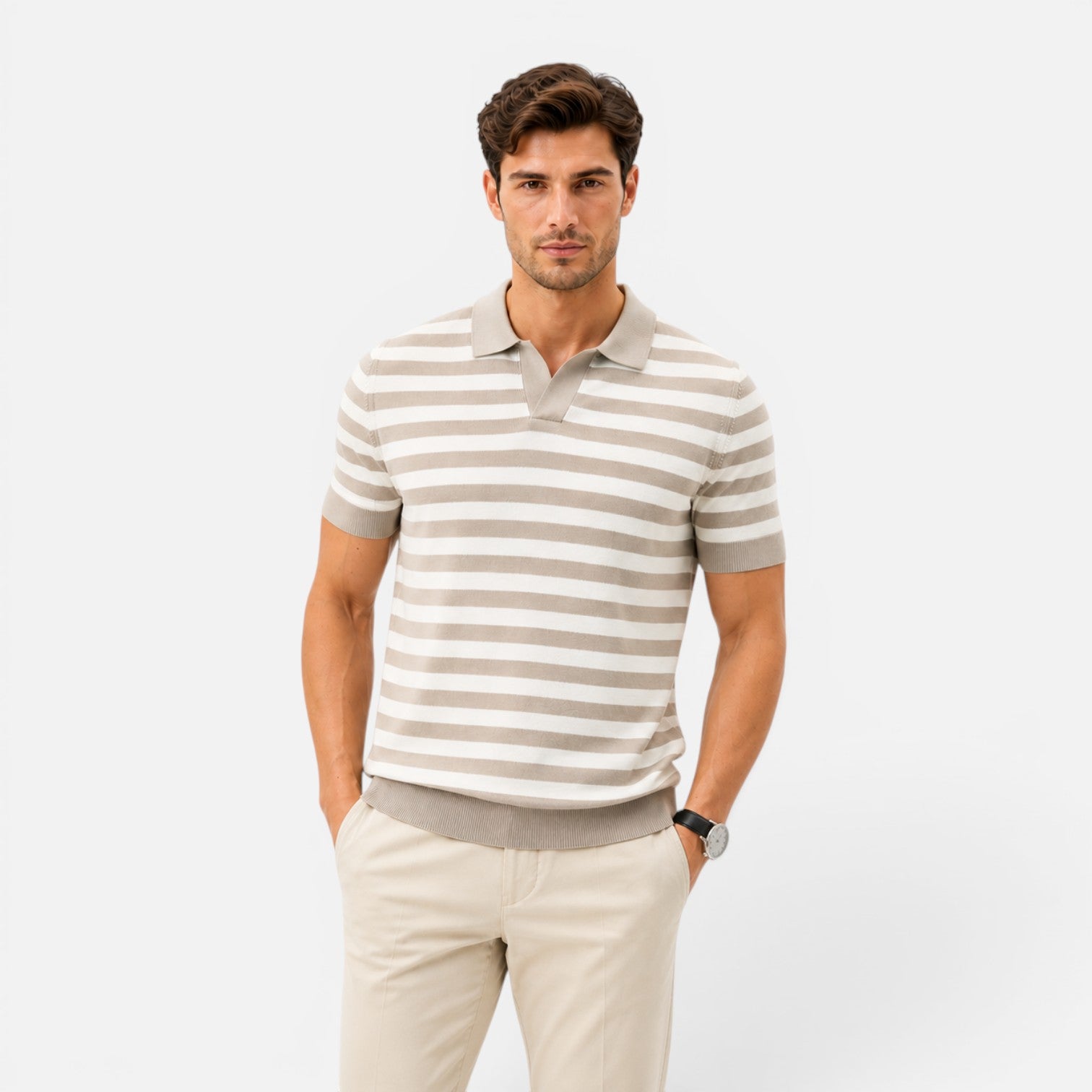 Felorro | Men’s Striped Slim Fit Polo Shirt Soft Summer Wear