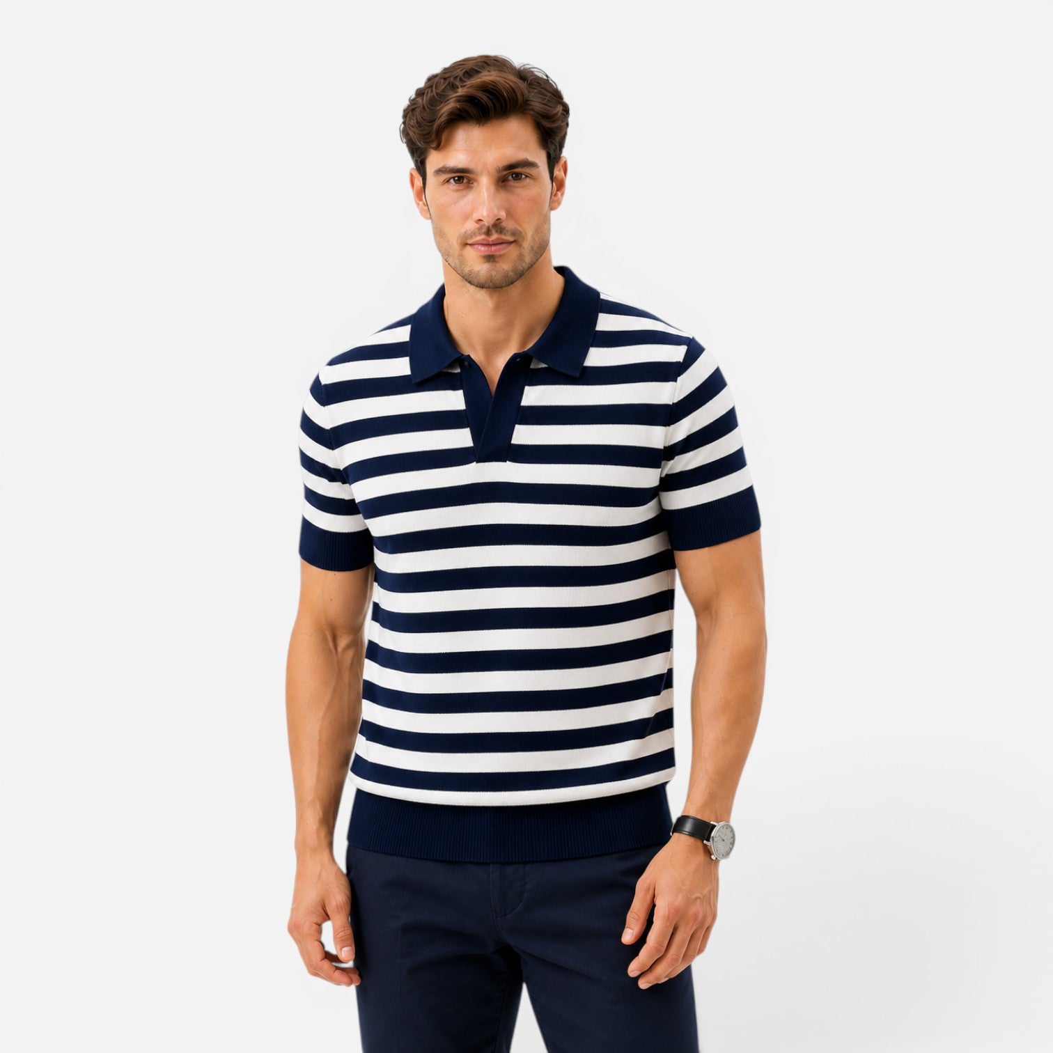Felorro | Men’s Striped Slim Fit Polo Shirt Soft Summer Wear