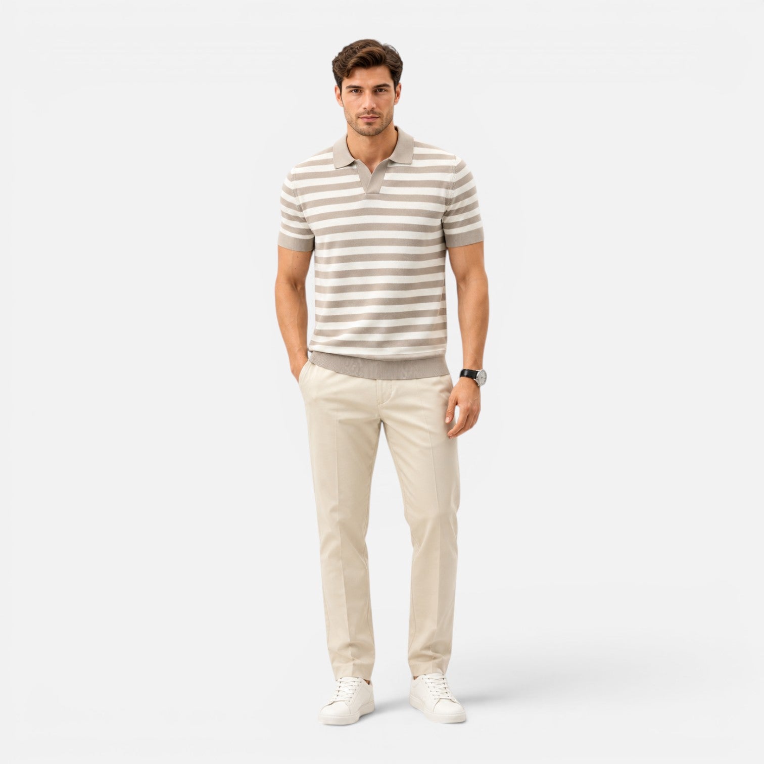 Felorro | Men’s Striped Slim Fit Polo Shirt Soft Summer Wear