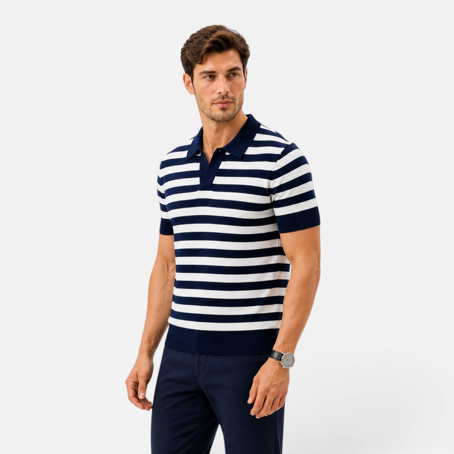 Felorro | Men’s Striped Slim Fit Polo Shirt Soft Summer Wear