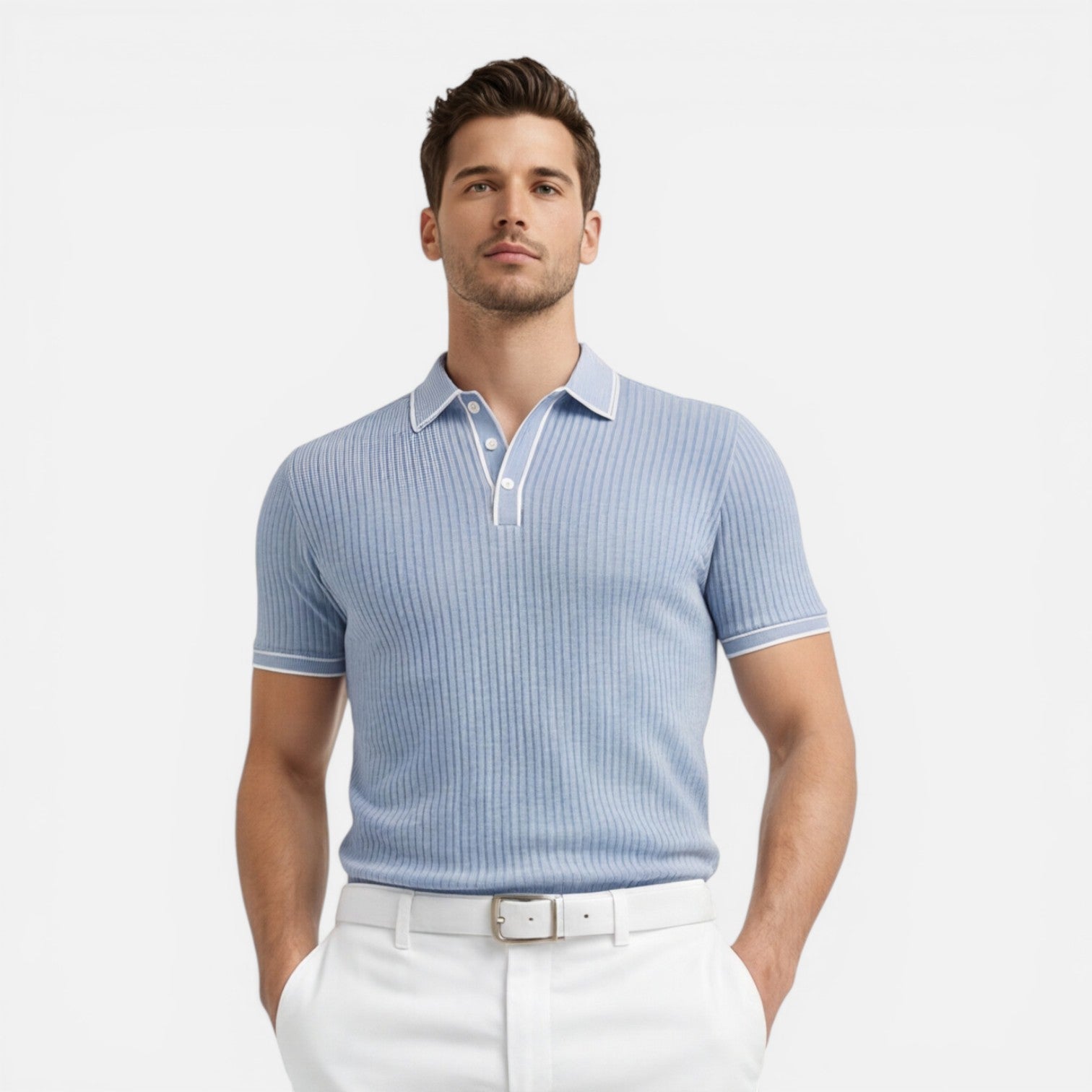 Felorro | Men’s Knit Polo Shirt Slim Fit Breathable Summer Classic