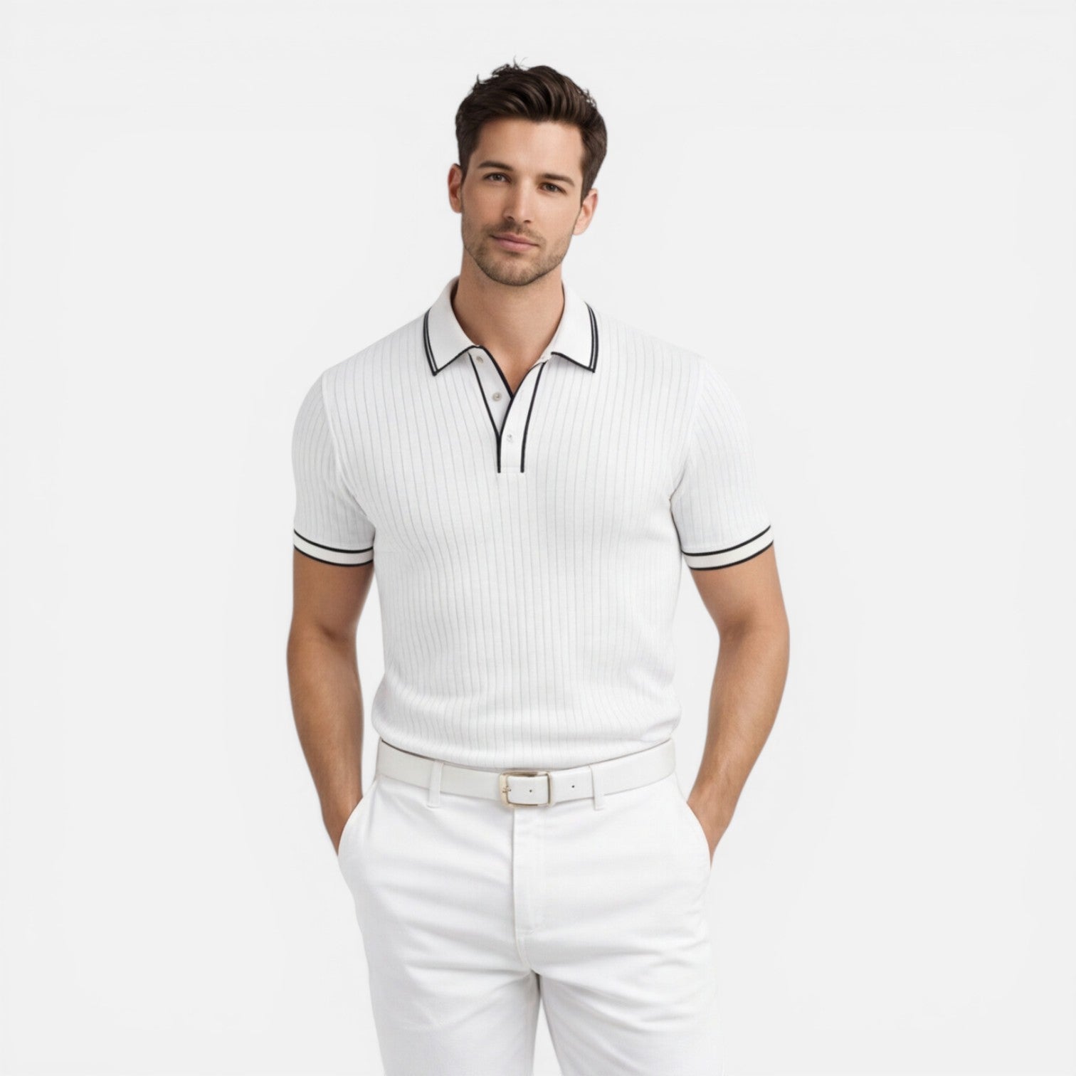 Felorro | Men’s Knit Polo Shirt Slim Fit Breathable Summer Classic