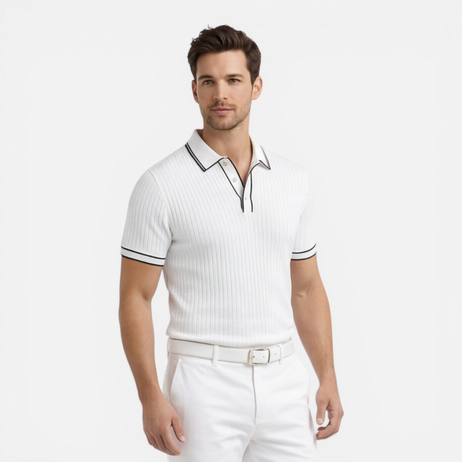 Felorro | Men’s Knit Polo Shirt Slim Fit Breathable Summer Classic
