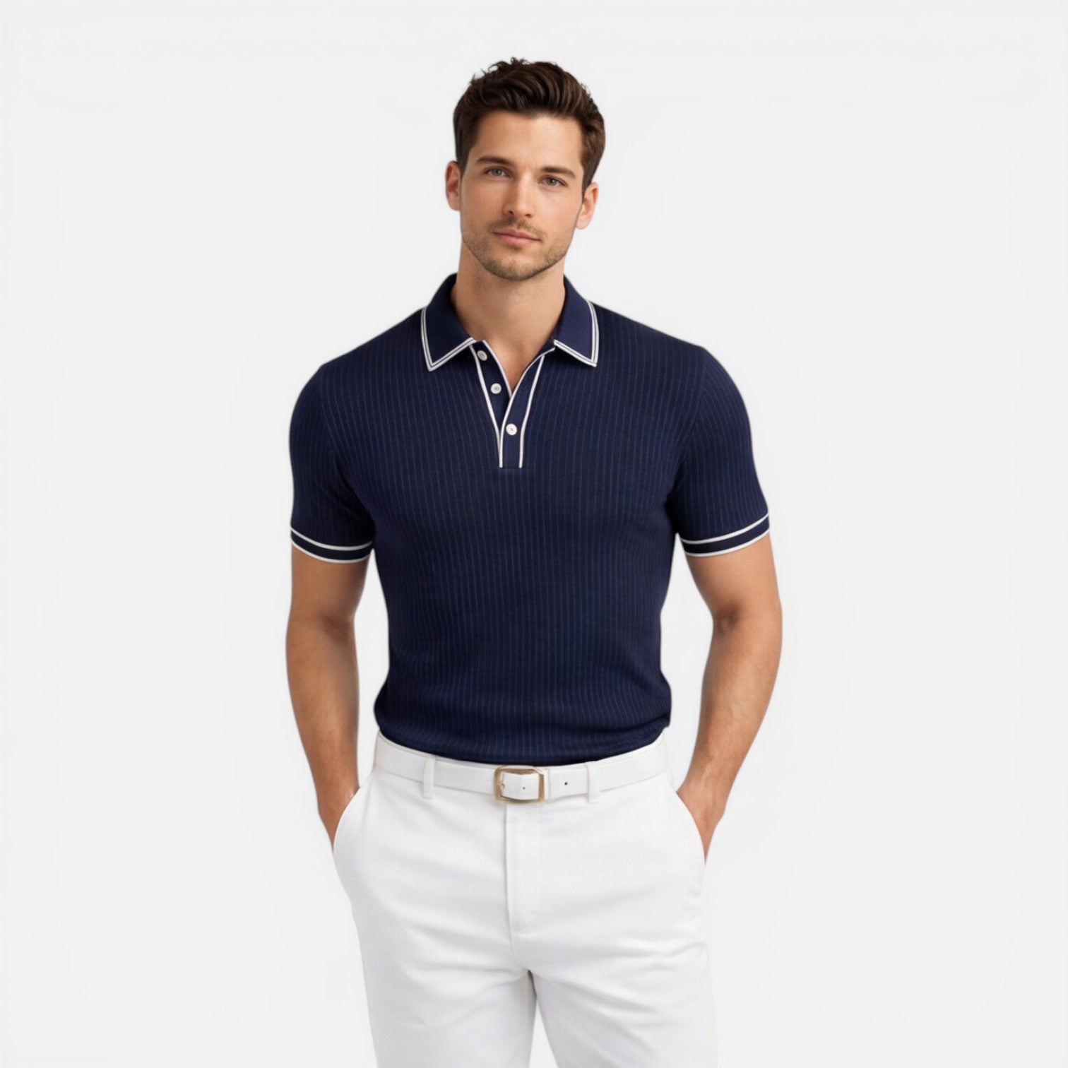 Felorro | Men’s Knit Polo Shirt Slim Fit Breathable Summer Classic