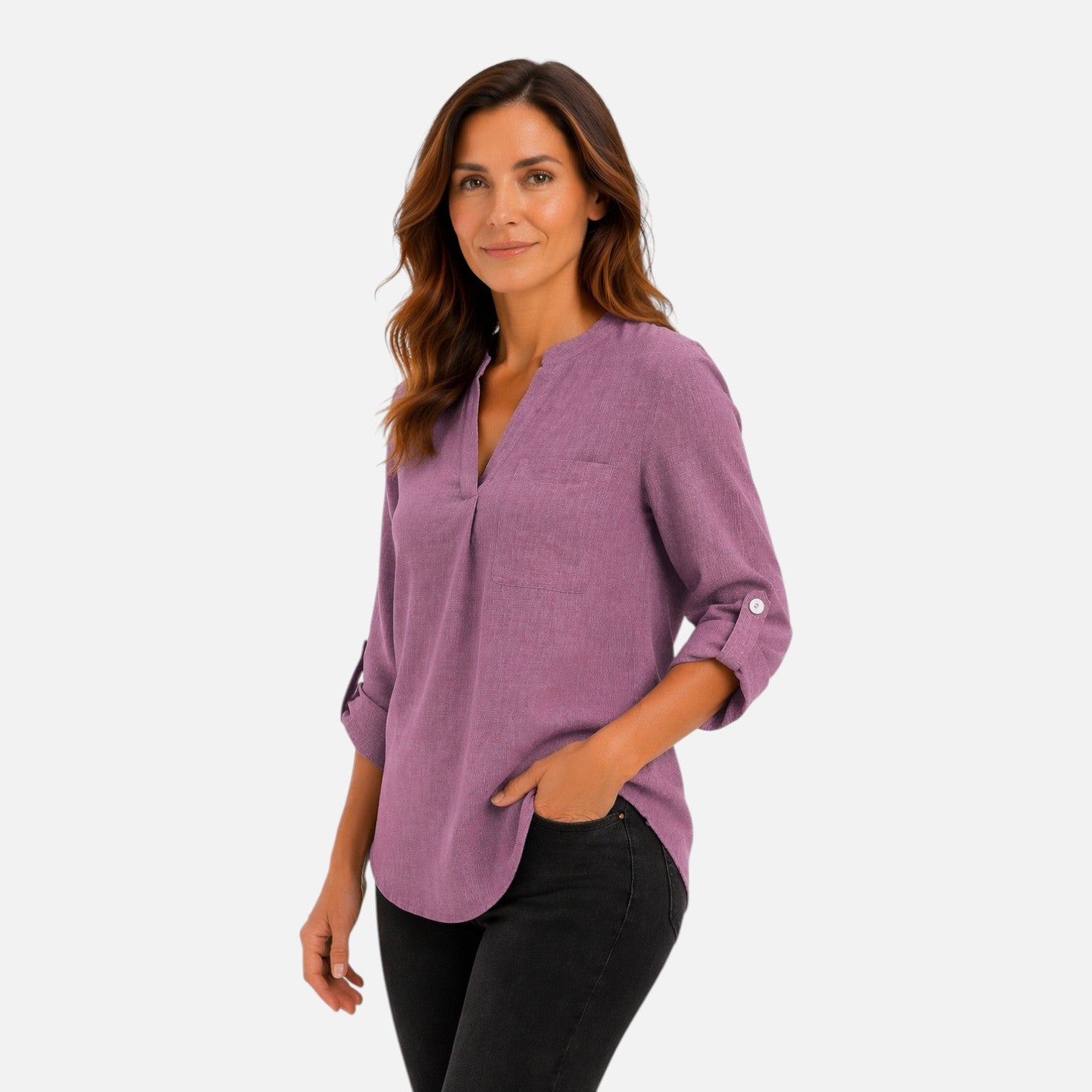 Felorro | Women’s Elegant V Neck Long Sleeve Blouse Dressy Casual Top