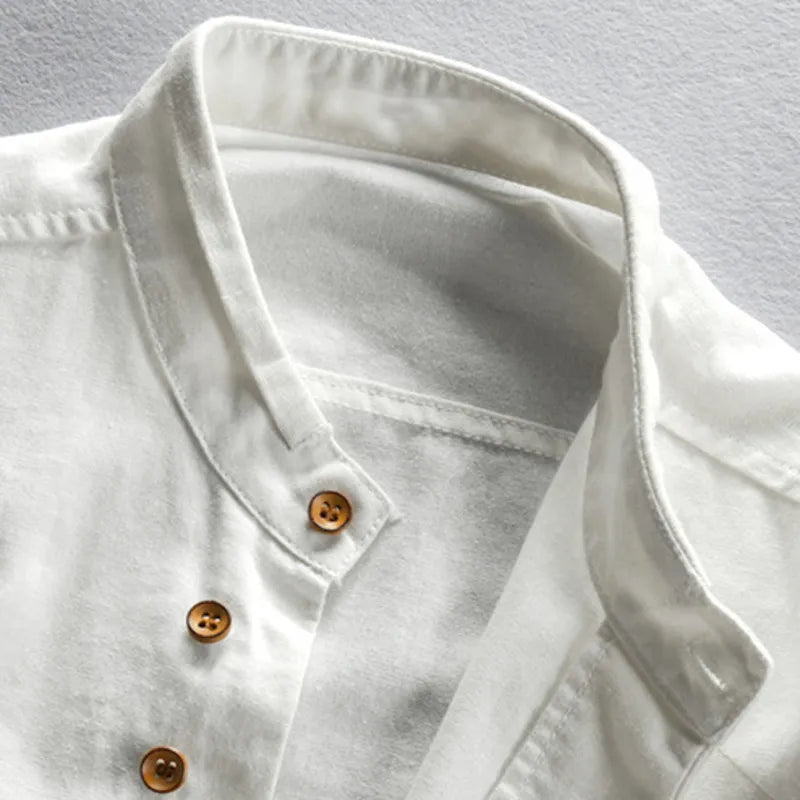 Men's Mandarin Collar Shirt Casual Long Sleeve Button Up