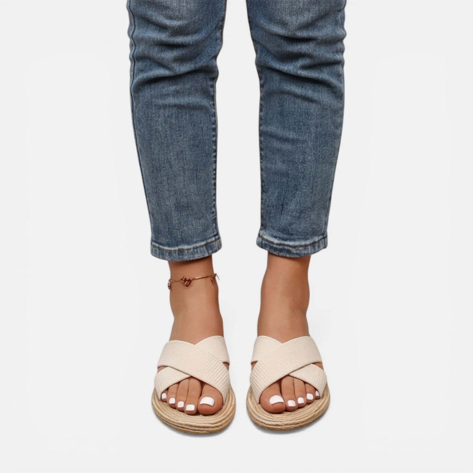 Felorro | Women’s Espadrille Cross Strap Sandals – Comfort Slip On Slides