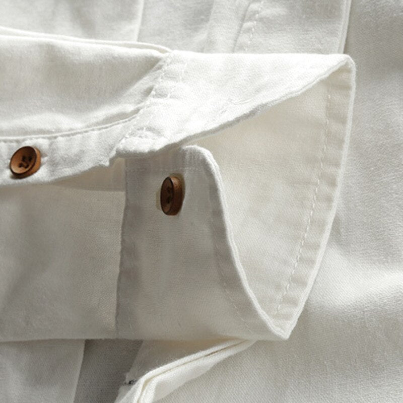 Men's Mandarin Collar Shirt Casual Long Sleeve Button Up