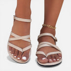 Felorro | Women’s Strappy Toe Loop Flat Sandals – Ankle Strap