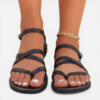 Felorro | Women’s Strappy Toe Loop Flat Sandals – Ankle Strap