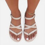 Felorro | Women’s Strappy Toe Loop Flat Sandals – Ankle Strap