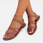 Felorro | Women’s Strappy Toe Loop Flat Sandals – Ankle Strap
