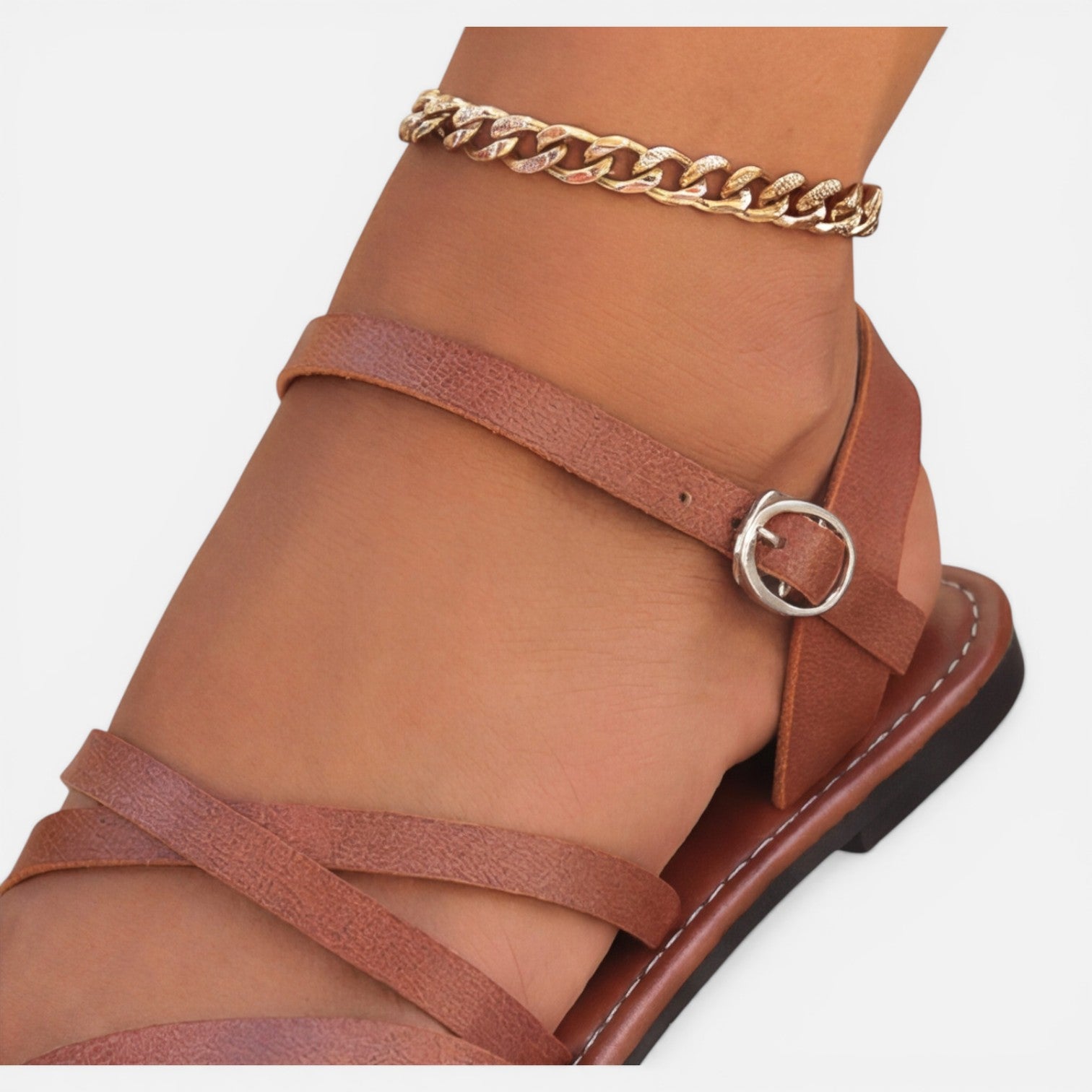 Felorro | Women’s Strappy Toe Loop Flat Sandals – Ankle Strap