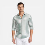 Felorro | Men’s Striped Cotton Shirt Breathable Slim Fit Classic Style