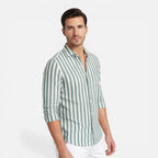 Felorro | Men’s Striped Cotton Shirt Breathable Slim Fit Classic Style
