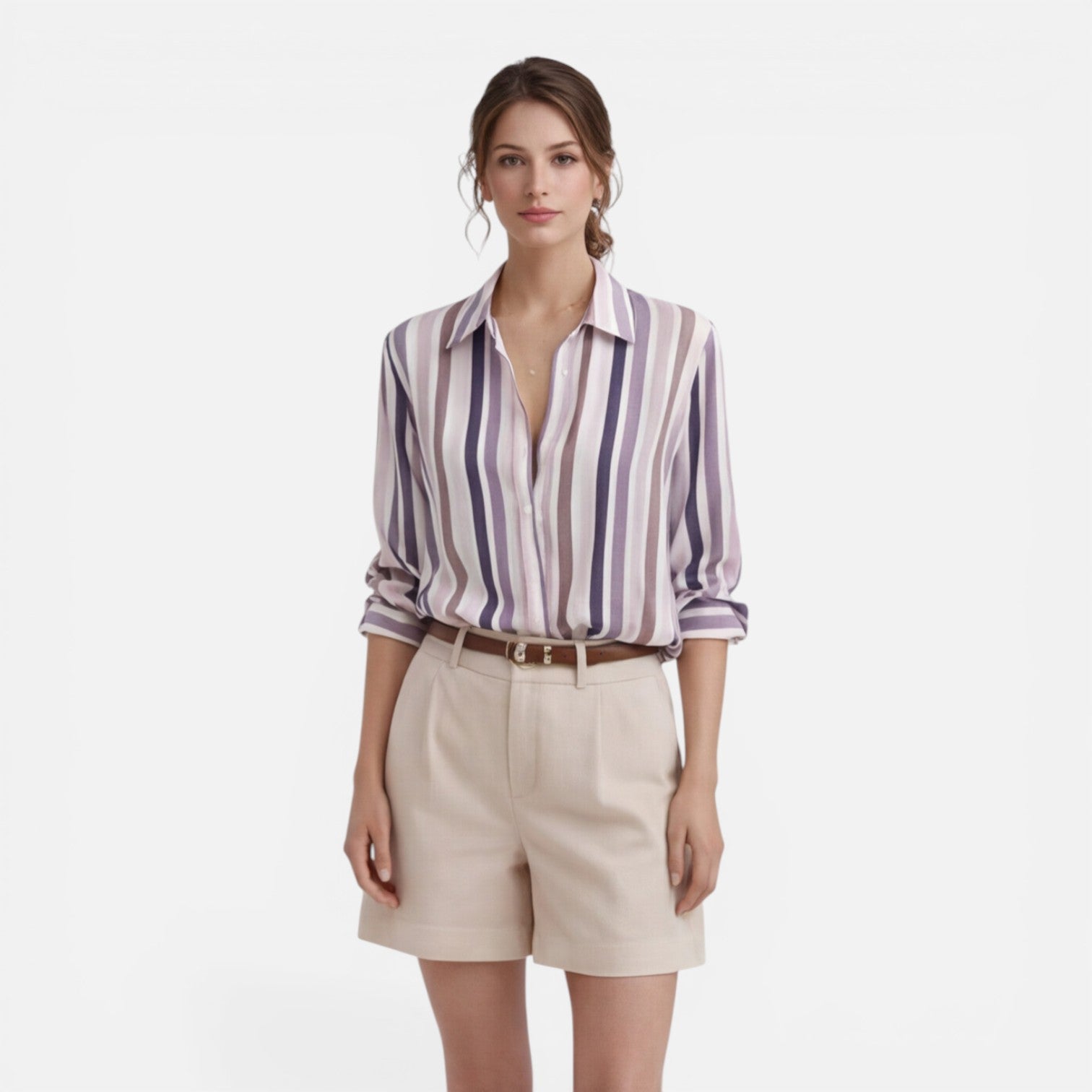 Felorro | Women’s Vertical Stripe Shirt Lightweight Summer Blouse