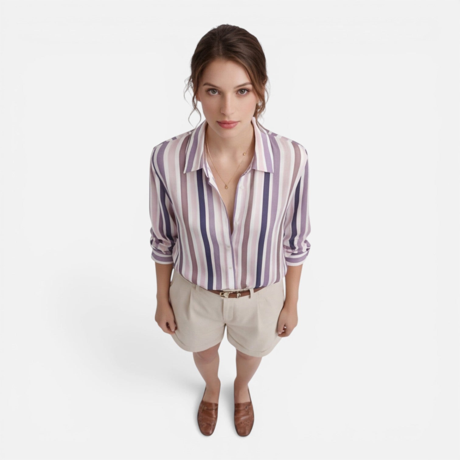 Felorro | Women’s Vertical Stripe Shirt Lightweight Summer Blouse