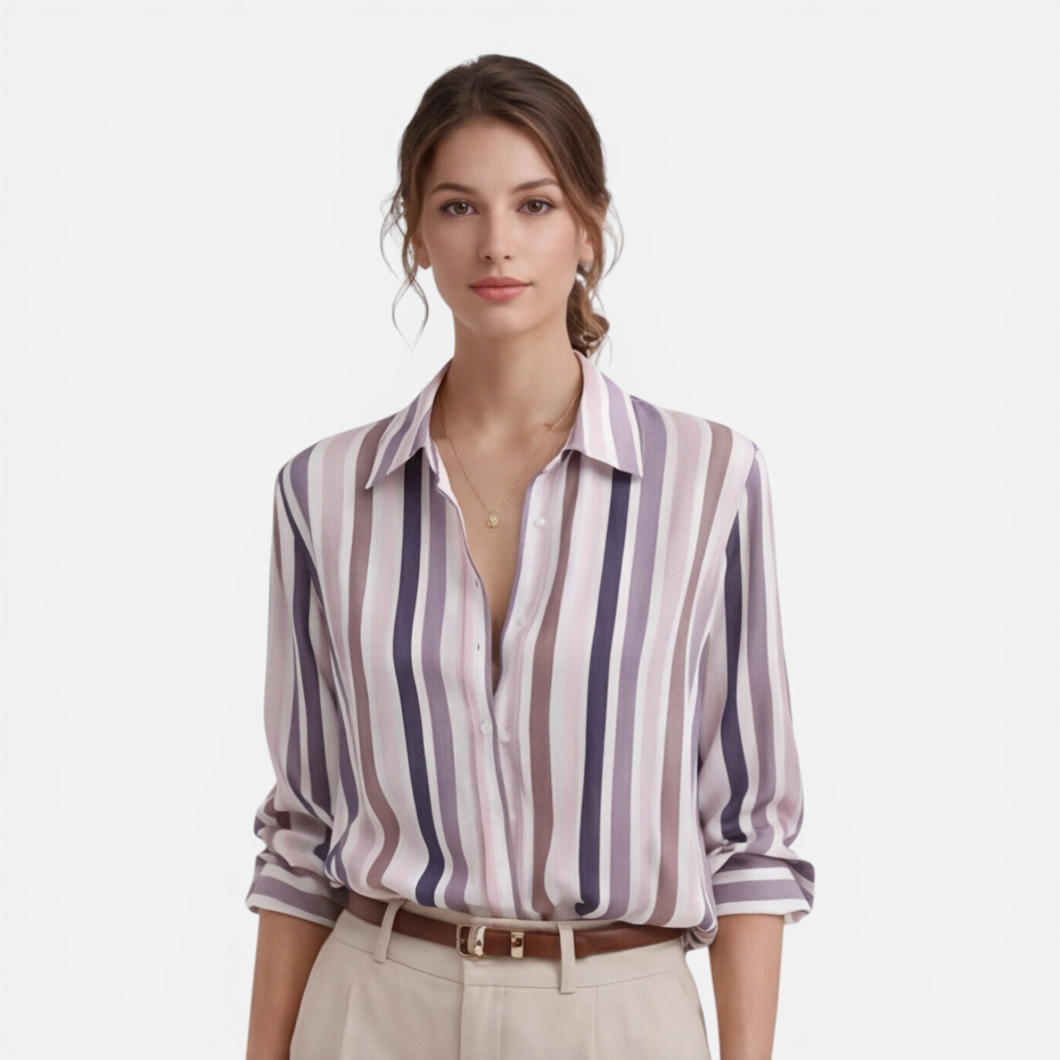 Felorro | Women’s Vertical Stripe Shirt Lightweight Summer Blouse