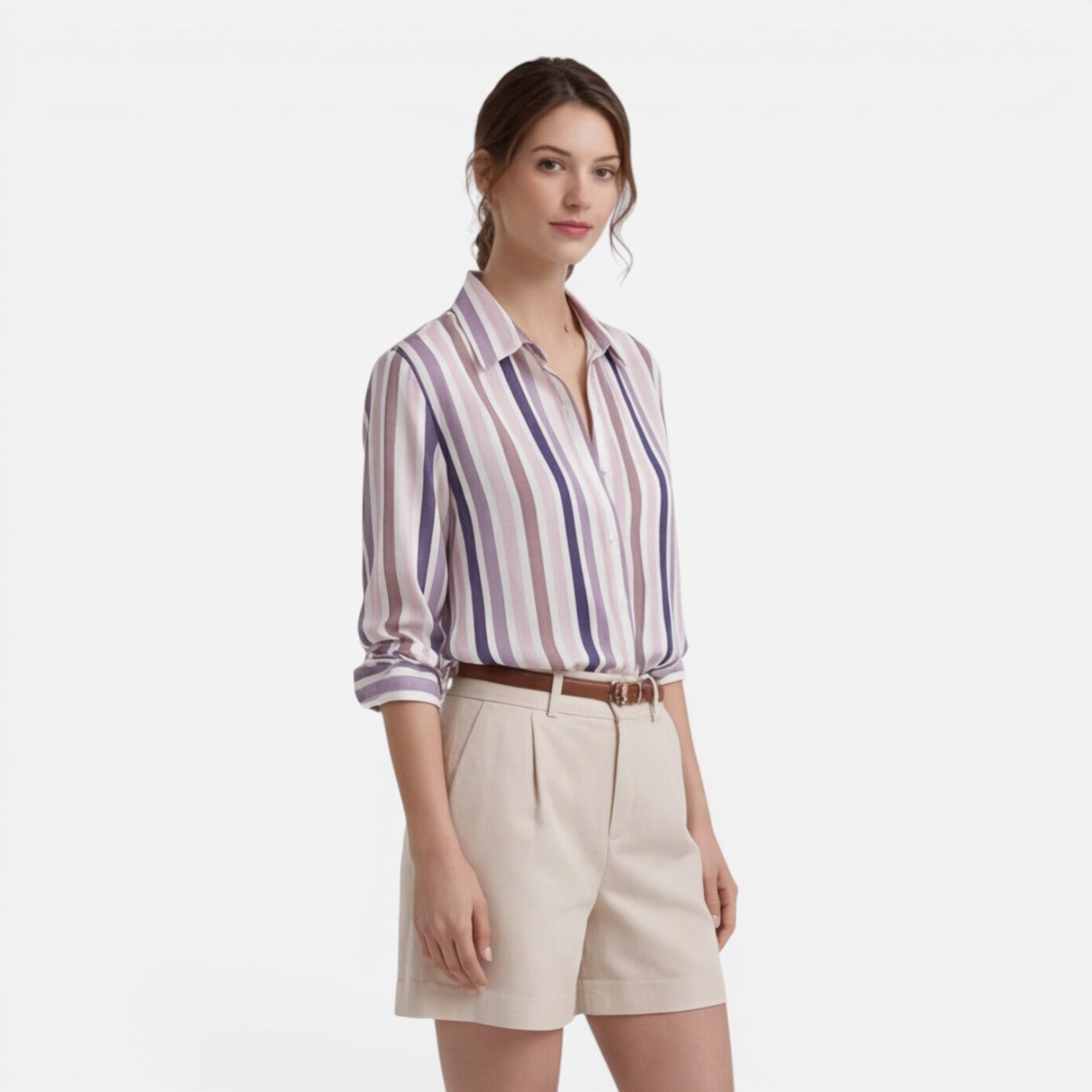Felorro | Women’s Vertical Stripe Shirt Lightweight Summer Blouse