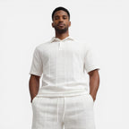 Felorro | Men’s Structured Knit Polo Shorts Set Breathable Summer Luxury