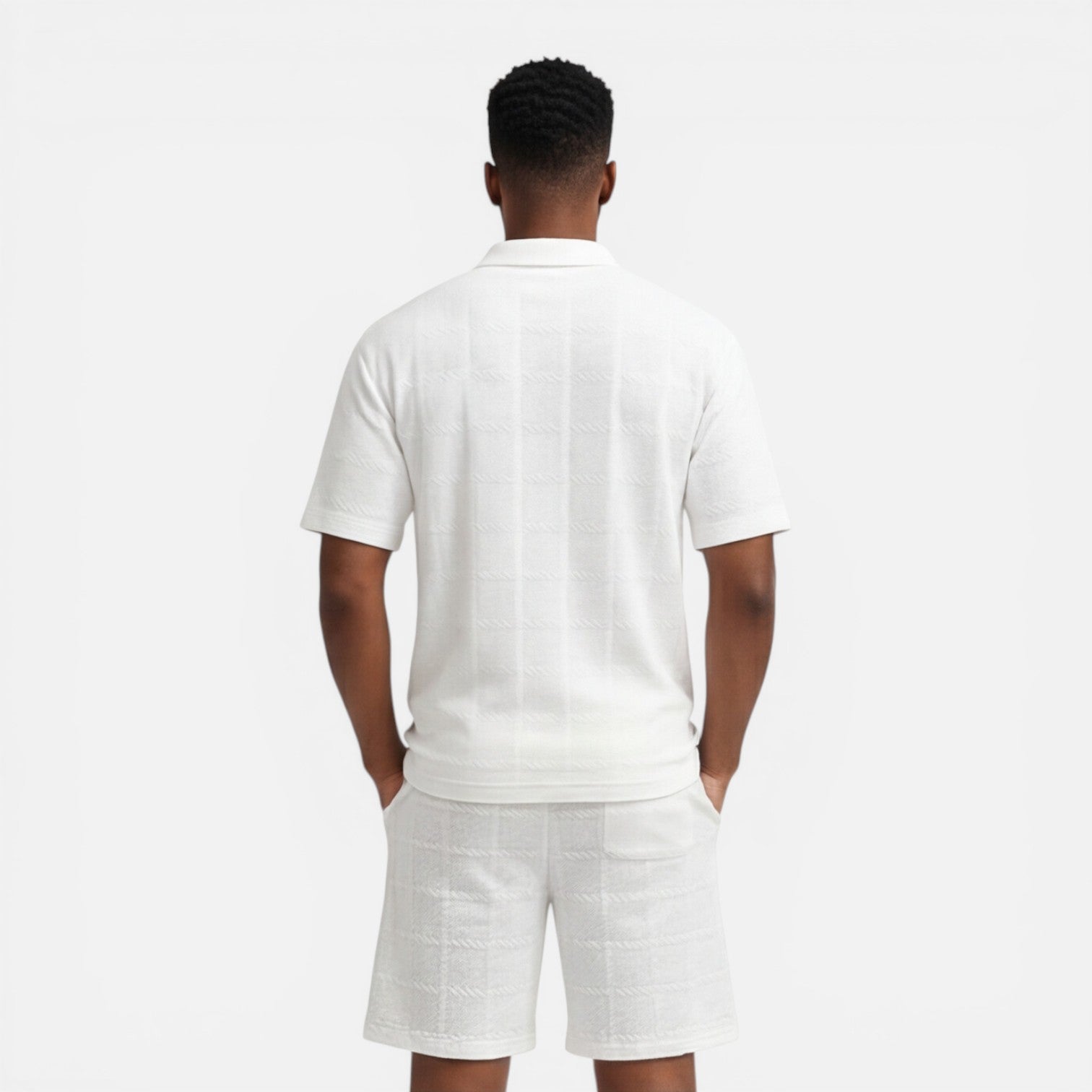 Felorro | Men’s Structured Knit Polo Shorts Set Breathable Summer Luxury