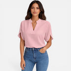 Felorro | Women’s Chiffon Blouse V-Neck Lightweight Summer Casual Top