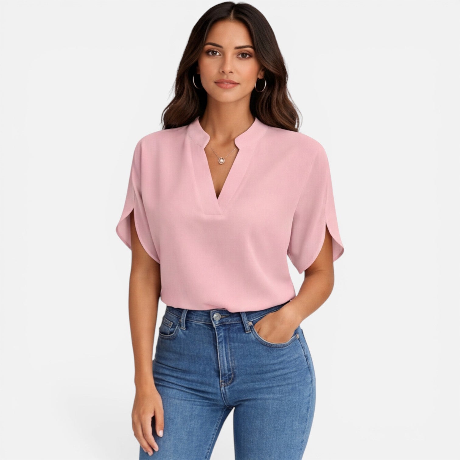 Felorro | Women’s Chiffon Blouse V-Neck Lightweight Summer Casual Top