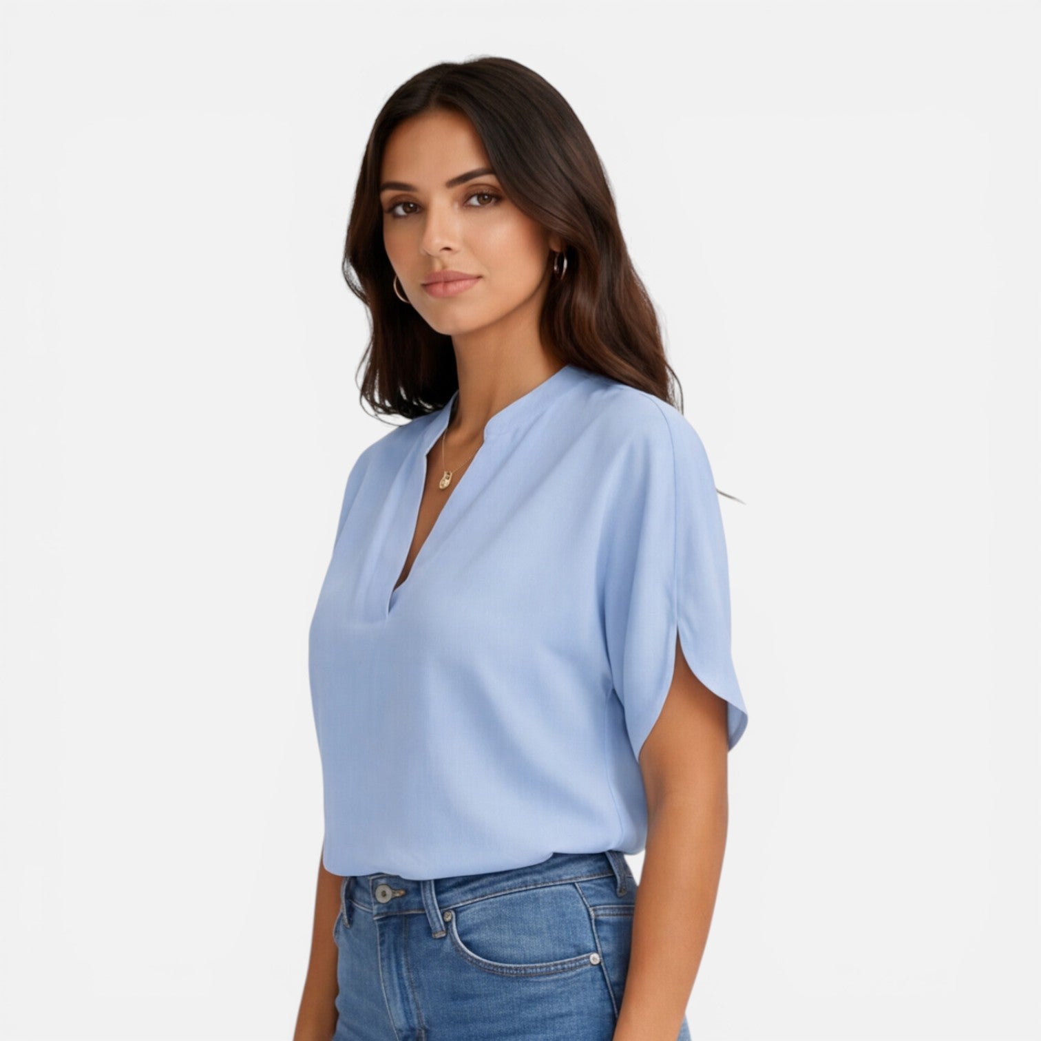 Felorro | Women’s Chiffon Blouse V-Neck Lightweight Summer Casual Top