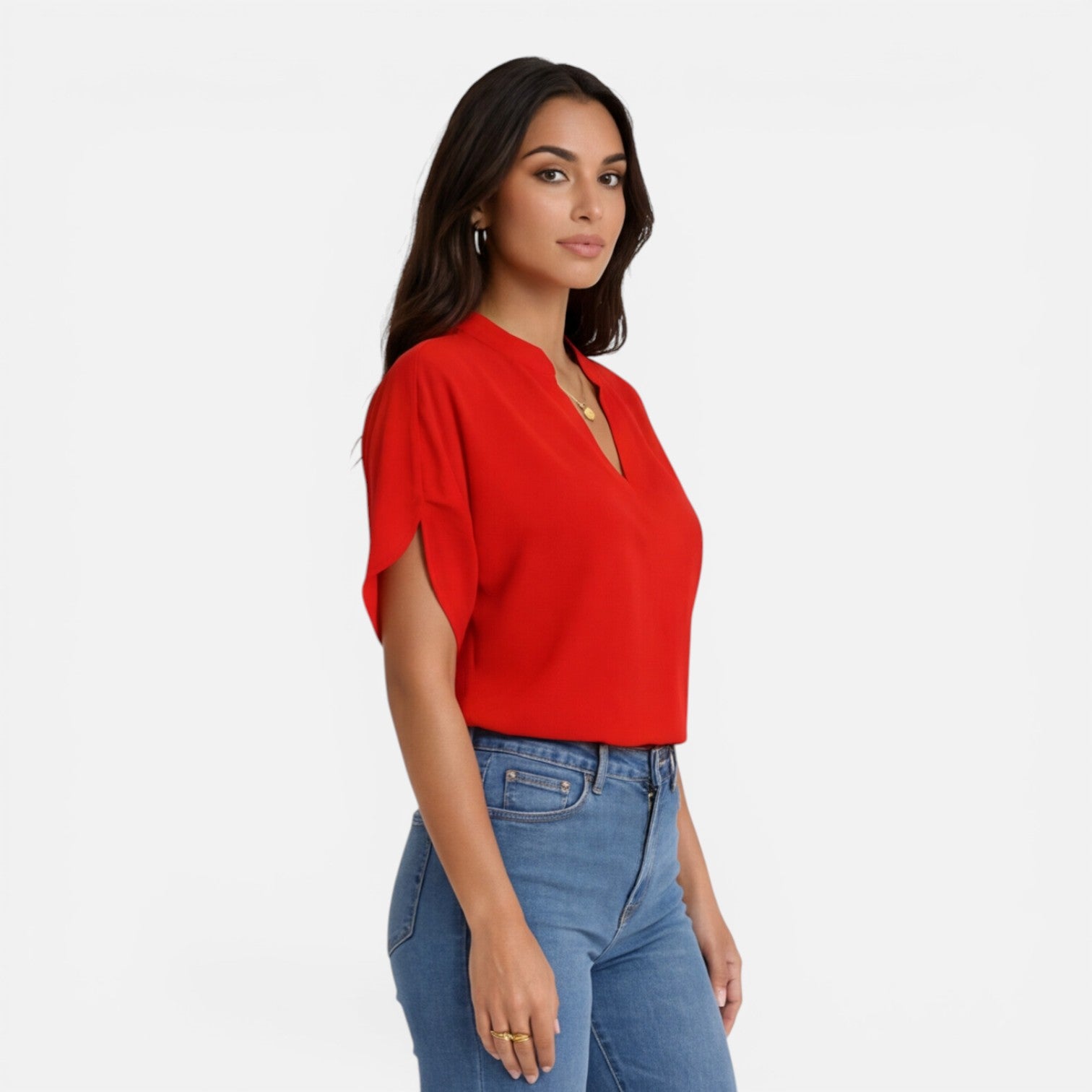 Felorro | Women’s Chiffon Blouse V-Neck Lightweight Summer Casual Top