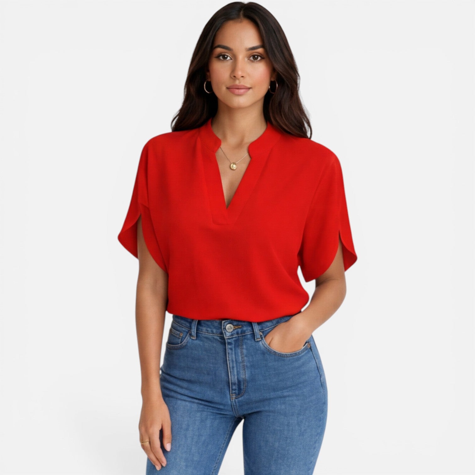 Felorro | Women’s Chiffon Blouse V-Neck Lightweight Summer Casual Top