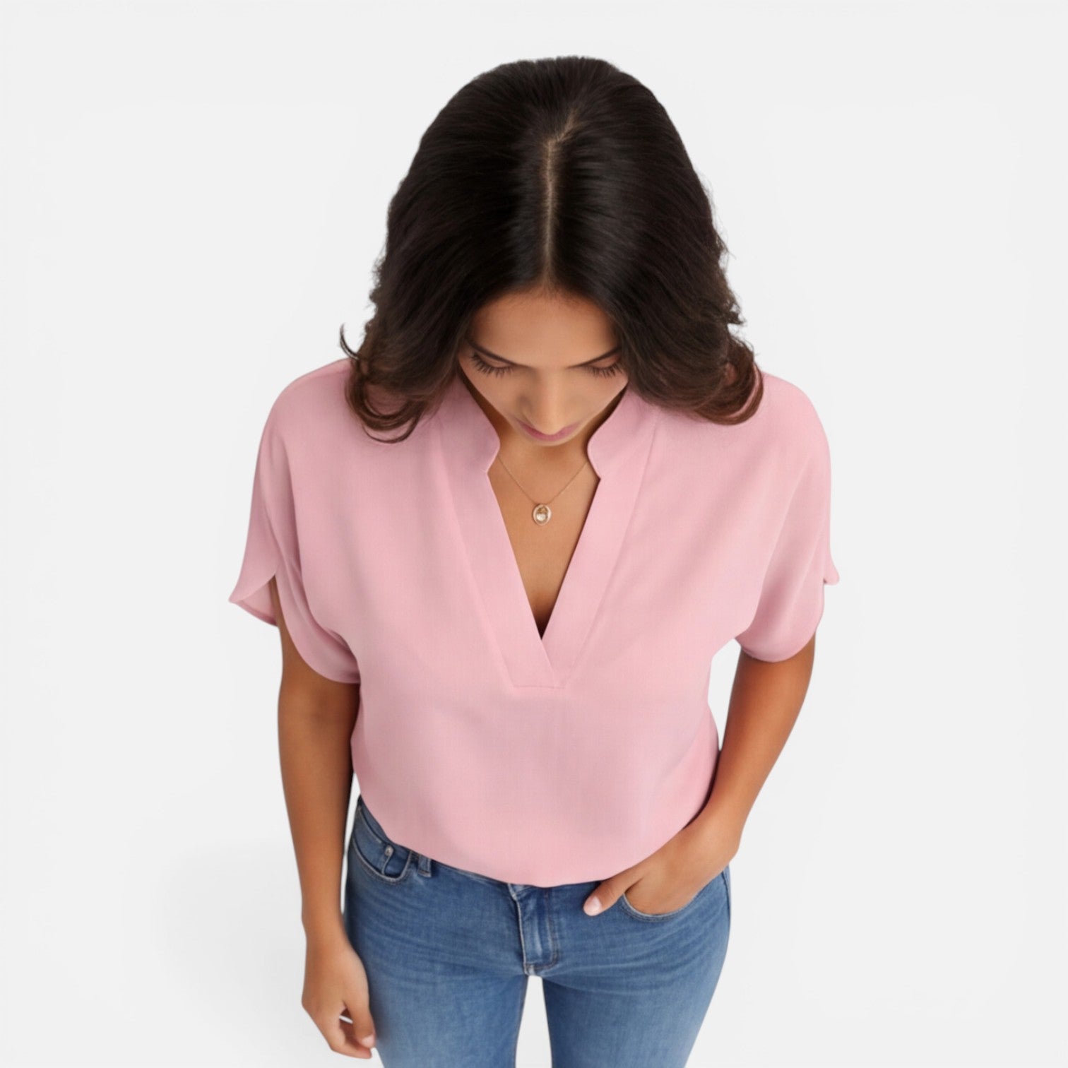 Felorro | Women’s Chiffon Blouse V-Neck Lightweight Summer Casual Top
