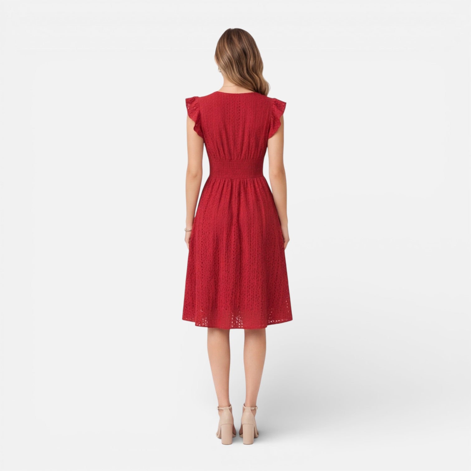 Felorro | Women’s Elegant Summer Midi Dress Cotton Lace Wedding Guest