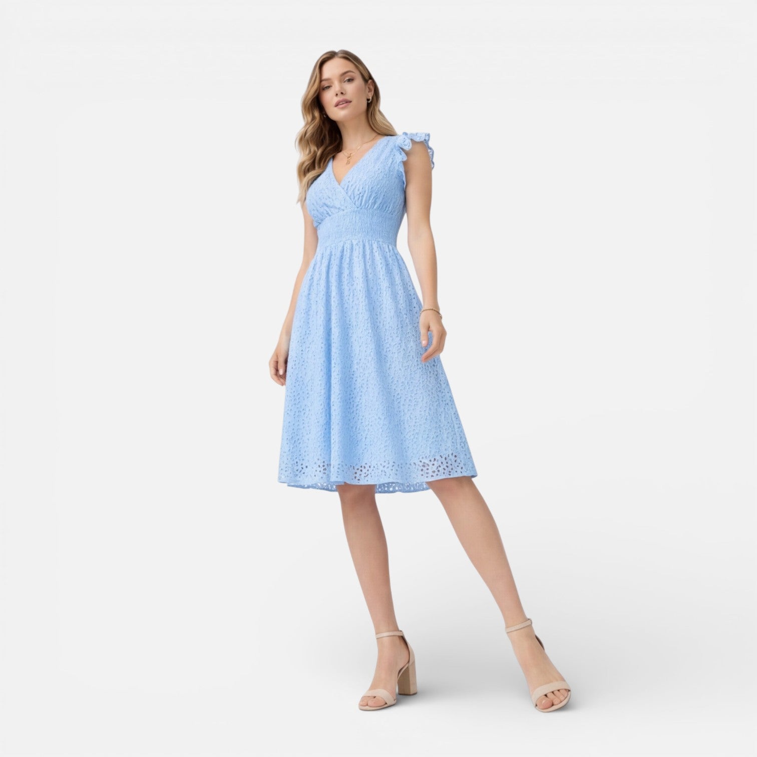 Felorro | Women’s Elegant Summer Midi Dress Cotton Lace Wedding Guest