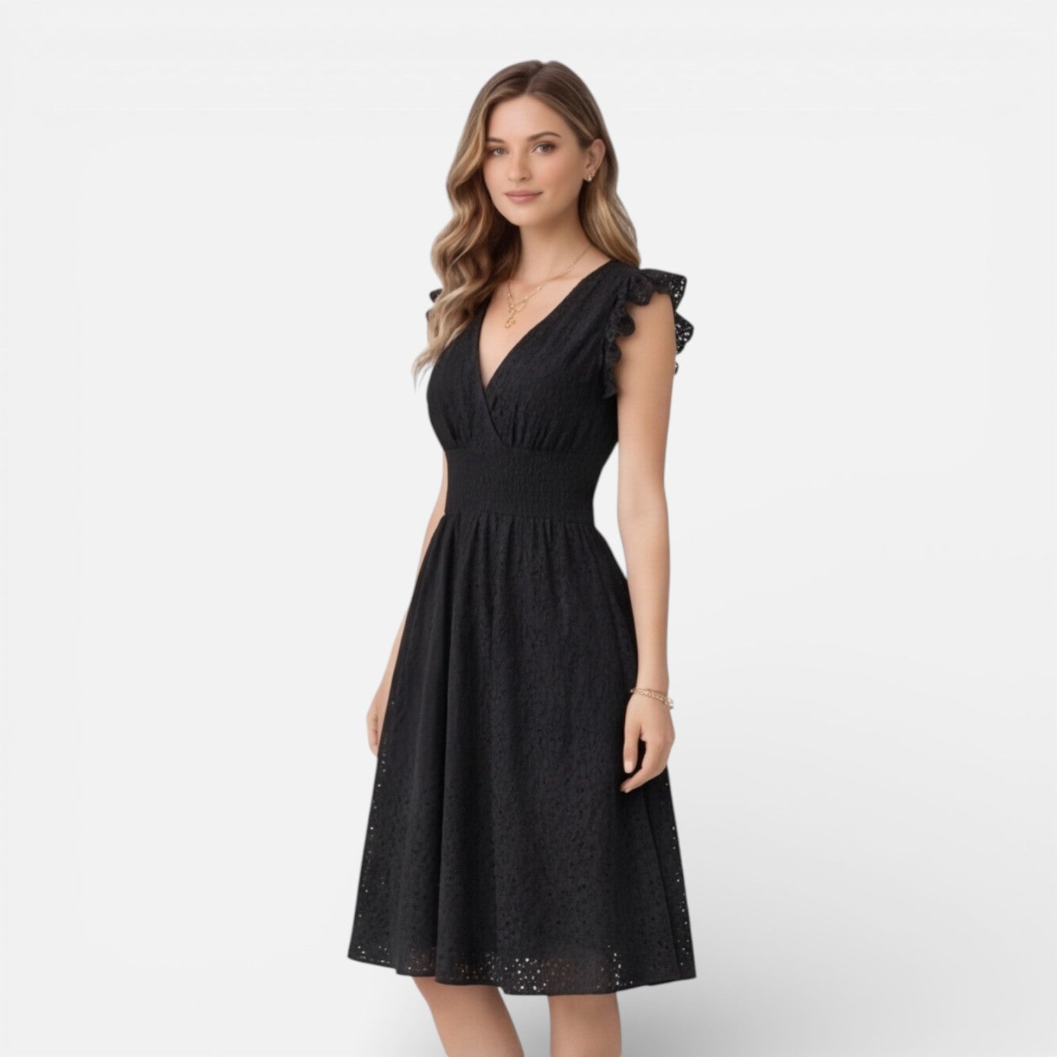 Felorro | Women’s Elegant Summer Midi Dress Cotton Lace Wedding Guest